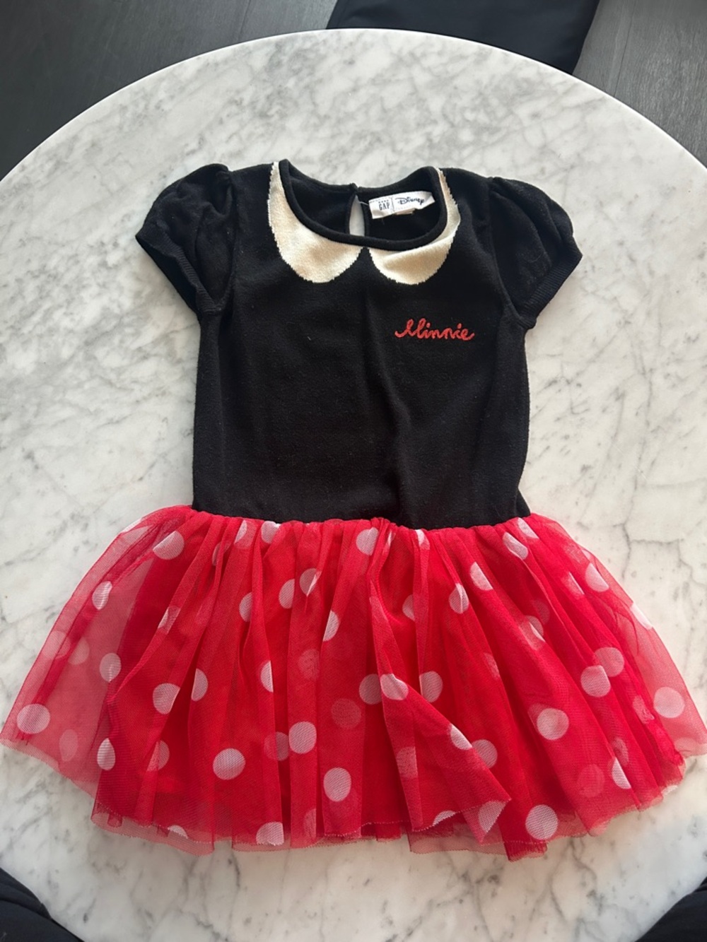Gap x Disney Black and Red Minnie Mouse Polka Dot Tulle Dress